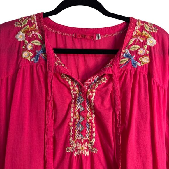 Johnny Was Pink Embroidered Boho Peasant Top XS - Picture 3 of 10